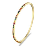 Nidin High Charm Rainbow Bracelet Copper Zirconia Rhinestone Cuff Bangle
