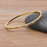 Nidin High Charm Rainbow Bracelet Copper Zirconia Rhinestone Cuff Bangle