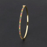 Nidin High Charm Rainbow Bracelet Copper Zirconia Rhinestone Cuff Bangle