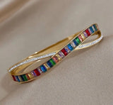 Multicolor Zircon Stainless Steel Bangles for Women
