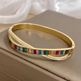 Multicolor Zircon Stainless Steel Bangles for Women