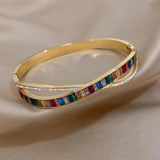 Multicolor Zircon Stainless Steel Bangles for Women