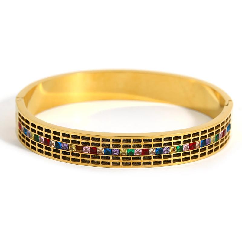 Colorful Cubic Zirconia Stainless Steel Bracelet Charms Women