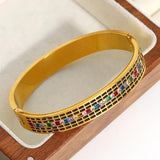 Colorful Cubic Zirconia Stainless Steel Bracelet Charms Women