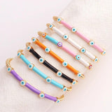Enamel Evil Eye Bangle Bracelet 18K Plated Boho Lucky Evil Eye Jewelry