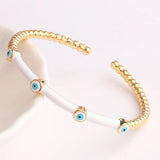 Enamel Evil Eye Bangle Bracelet 18K Plated Boho Lucky Evil Eye Jewelry