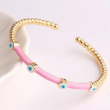 Enamel Evil Eye Bangle Bracelet 18K Plated Boho Lucky Evil Eye Jewelry