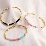 Enamel Evil Eye Bangle Bracelet 18K Plated Boho Lucky Evil Eye Jewelry
