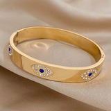 316L Stainless Steel Rhinestone Eye Charm Bracelet for Women