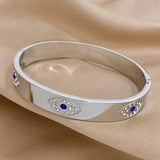 316L Stainless Steel Rhinestone Eye Charm Bracelet for Women