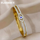 Evil Eye Stainless Steel Bracelet with Rhinestones for Women