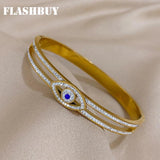 Evil Eye Stainless Steel Bracelet with Rhinestones for Women