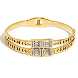 Delicate CZ Charm Stainless Steel Bangles for Women