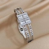Delicate CZ Charm Stainless Steel Bangles for Women