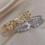 Vintage Daisy Charm Steel Bangles Bracelets for Women