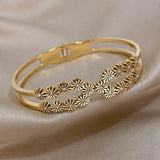 Vintage Daisy Charm Steel Bangles Bracelets for Women