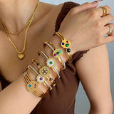 Colorful Disc Inlaid Shell Stone Bracelet for Women