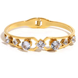 Rhinestone Charm Steel Bangles for Women Plated Party Jewelry