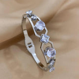 Rhinestone Charm Steel Bangles for Women Plated Party Jewelry
