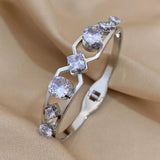 Rhinestone Charm Steel Bangles for Women Plated Party Jewelry