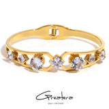 Rhinestone Charm Steel Bangles for Women Plated Party Jewelry