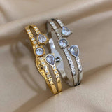 Zircon Stainless Steel Cuff Bracelet Bangles Plated Party Jewelry