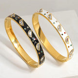 Zircon Charm Stainless Steel Bracelet Enamel Plated Jewelry