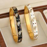 Zircon Charm Stainless Steel Bracelet Enamel Plated Jewelry