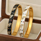 Zircon Charm Stainless Steel Bracelet Enamel Plated Jewelry