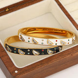Zircon Charm Stainless Steel Bracelet Enamel Plated Jewelry