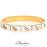 Zircon Charm Stainless Steel Bracelet Enamel Plated Jewelry