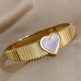 Stainless Steel Love Heart Bangles Bracelets for Women