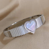 Stainless Steel Love Heart Bangles Bracelets for Women