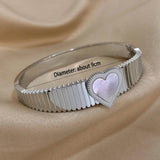 Stainless Steel Love Heart Bangles Bracelets for Women
