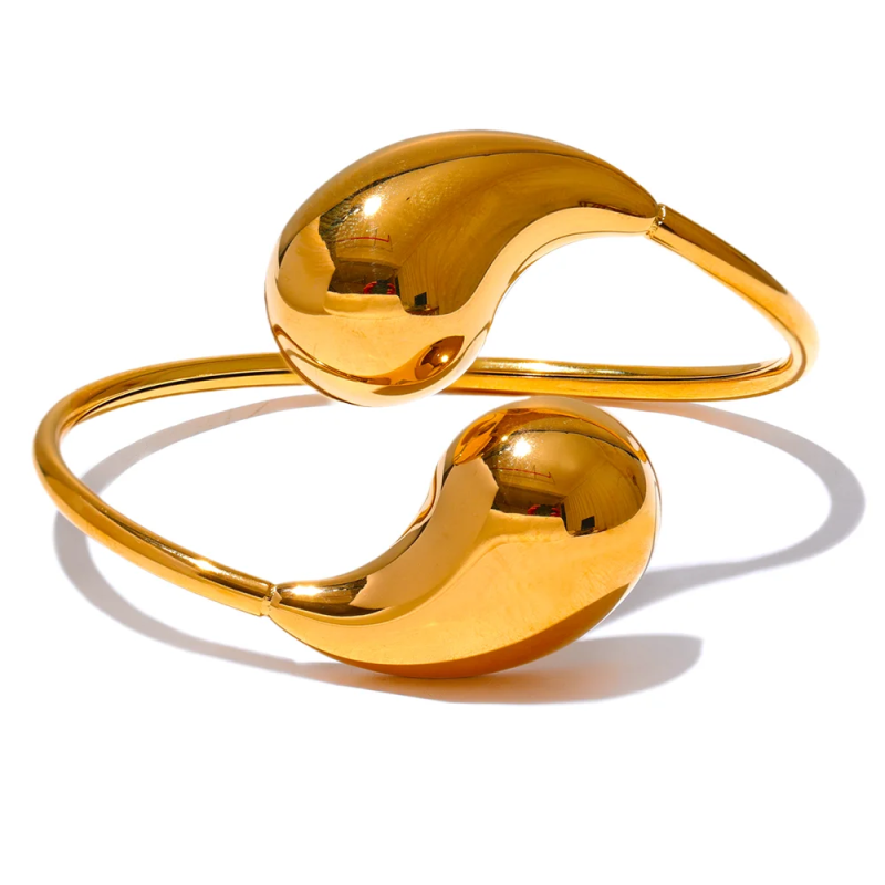 316l Stainless Steel Water Drop Hollow Bracelet Bangle Women 18K PVD Plated