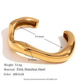 18K Plated Liquid Wave Bracelet, Stainless Steel Women's Hand Jewelry