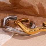 18K Plated Liquid Wave Bracelet, Stainless Steel Women's Hand Jewelry
