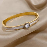 316L Stainless Steel Shell Zircon Bangle Bracelet for Women