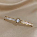 316L Stainless Steel Shell Zircon Bangle Bracelet for Women