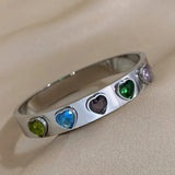 Colorful Heart Crystal Charm Steel Bangles Bracelet Women Plated Jewelry