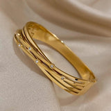 316L Stainless Steel Twist Bangles for Women Waterproof Jewelry