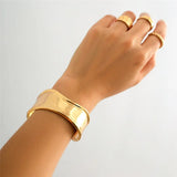 Boho Metal Wide Cuff Open Arm Bangles Punk Bracelets