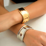 Boho Metal Wide Cuff Open Arm Bangles Punk Bracelets