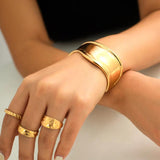 Boho Metal Wide Cuff Open Arm Bangles Punk Bracelets