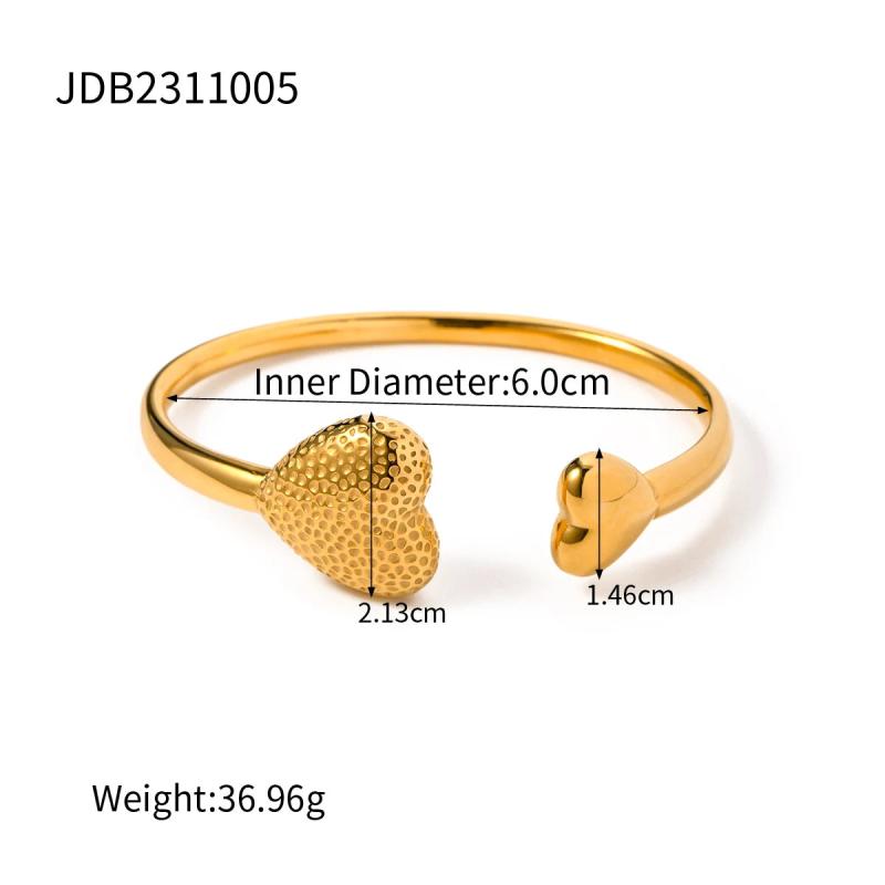 Hammer Pattern Asymmetric Bracelet 18k Plated Stainless Steel Jewelry