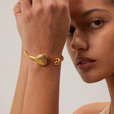 Hammer Pattern Asymmetric Bracelet 18k Plated Stainless Steel Jewelry