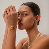Hammer Pattern Asymmetric Bracelet 18k Plated Stainless Steel Jewelry