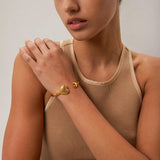 Hammer Pattern Asymmetric Bracelet 18k Plated Stainless Steel Jewelry