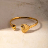Hammer Pattern Asymmetric Bracelet 18k Plated Stainless Steel Jewelry