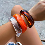 Colorful Chunky Resin Bangles for Women Kpop Bracelets